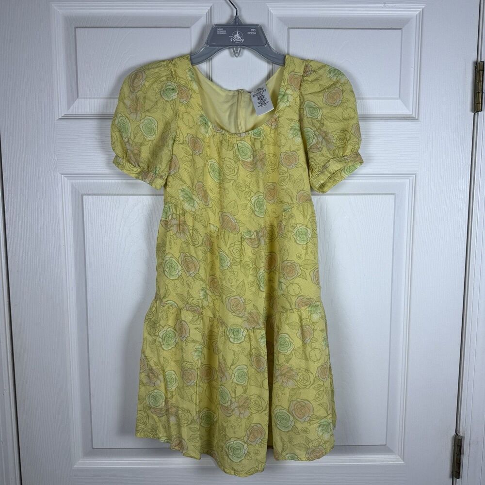 Disney Yellow Floral Puff Sleeve Dress Women’s XS Cottagecore Babydoll Mini